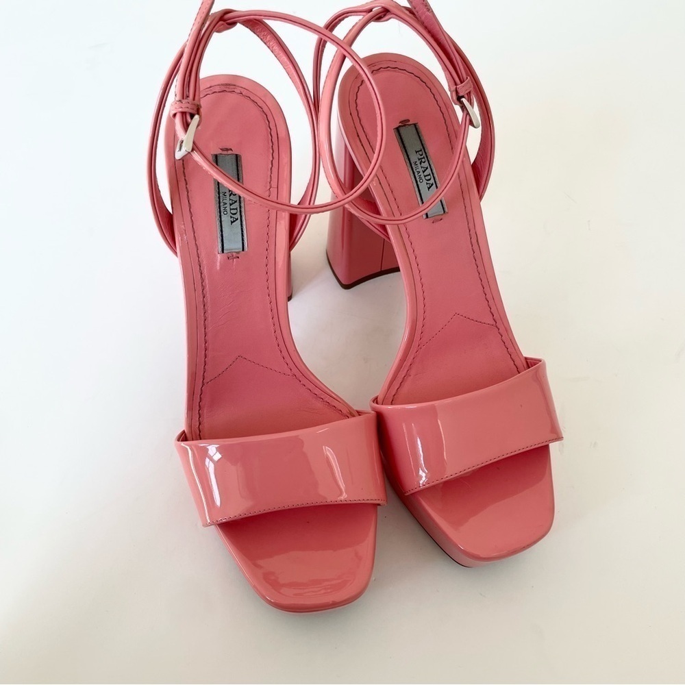 Prada petal pink patent leather block heel platform sandals EU 39 - Picture 10 of 13